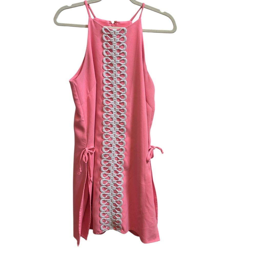 Lilly Pulitzer Pearl Romper Dress Lillys Neon Coral Sz 8 - Picture 5 of 10
